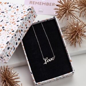 Love Script Necklace – NWT – 18 Inch Chain – Gift Box Included
